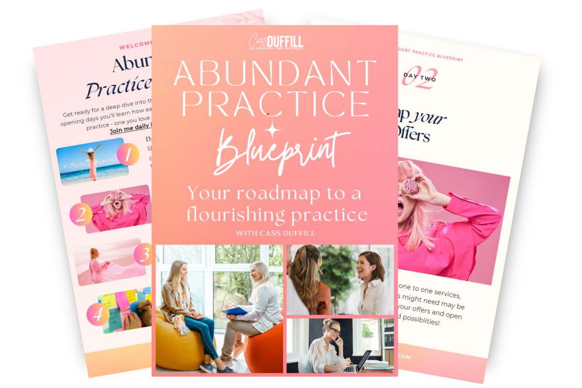 Abundant Practice Blueprint. Transform your natural health practice in 5 days! Create your thriving practice roadmap!